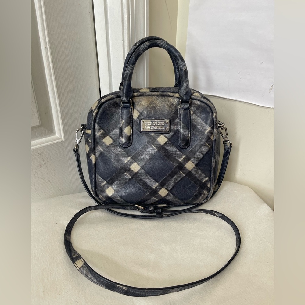 Marc by Marc Jacobs Plaid Blue Satchel Bag